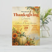 Warmer Fall Foliage Pumpkin Blume Erntedank Einladung (Stehend Vorderseite)