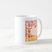Warmer farbiger Fall Retro Pumpkin-Text Kaffeetasse (VorderseiteRechts)