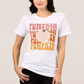 Warmer farbiger Fall Retro Pumpkin Text T - Shirt (Vorderseite)