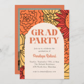 Warmer, farbiger großer Blumenbogen Einladung (Vorne/Hinten)