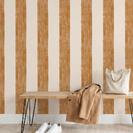 Warmer Goldener Ocker Beige Große Streifen Skandin Tapete
