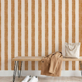 Warmer Goldener Ocker Beige Streifen Boho Skandina Tapete