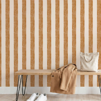 Warmer Goldener Ocker Beige Streifen Boho Skandina Tapete
