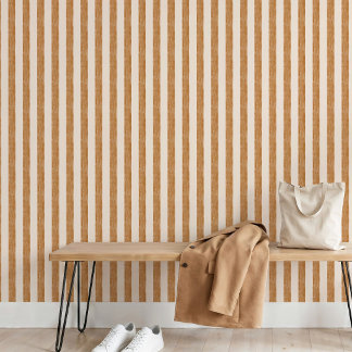 Warmer Goldener Ocker Beige Streifen Boho Skandina Tapete