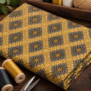 Warmer, goldener, tribaler geometrischer Muster Stoff