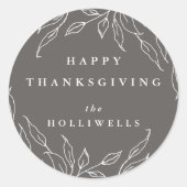 Warmer, grau, benutzerdefinierter Erntedank für da Runder Aufkleber (Vorderseite)