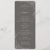 Warmer grauer Leaf Motif Erntedank Flat 4 Course Menükarte (Vorderseite)