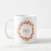 Warmer Herbst-Blatt-Kranz-Name-Design Kaffeetasse (Links)