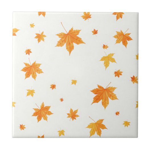 Warmer Herbst Blätter Aquarellmapfel und Eiche Fliese (Vorderseite)