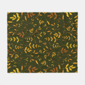 Warmer Herbst Gold Blätter Dunkelgrün Muster Fleecedecke (Vorderseite (Horizontal))