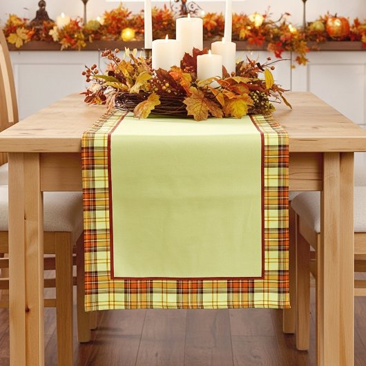 Warmer Herbst-Karo-mittlerer Tischläufer