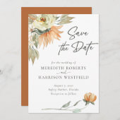 Warmer Herbst Sonnenblumen Terracotta Hochzeit Save The Date (Vorne/Hinten)