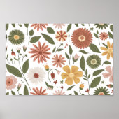 wärmer Herbstblumenmuster mit erdigen Tonen Poster (Vorne)