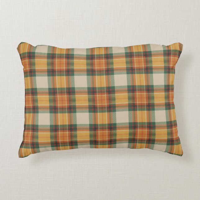 Warmer Herbsternte-Tartan-Karomuster Dekokissen (Vorderseite)