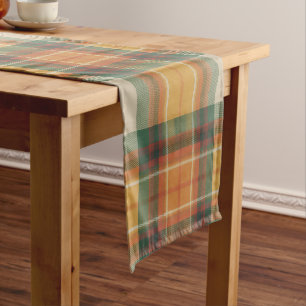 Warmer Herbsternte-Tartan-Karomuster Kurzer Tischläufer