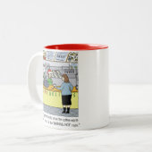 Warmer Kaffee Humoraler Cartoon | Funny Zweifarbige Tasse (Vorderseite Links)