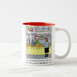 Warmer Kaffee Humoraler Cartoon | Funny Zweifarbige Tasse
