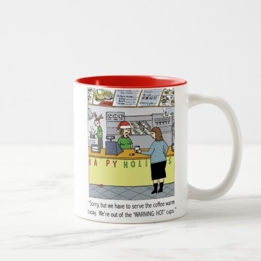 Warmer Kaffee Humoraler Cartoon | Funny Zweifarbige Tasse (Rechts)