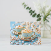 Warmer Kaffee mit Marshmallows Feiertagspostkarte (Stehend Vorderseite)