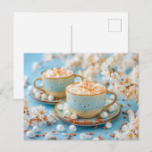 Warmer Kaffee mit Marshmallows Feiertagspostkarte (Vorne/Hinten)