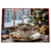 Warmer Kaffee und Lebkuchen Weihnachten Große Geschenktüte (Vorderseite)
