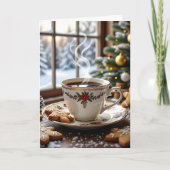Warmer Kaffee und Lebkuchen Weihnachten Karte (Vorderseite)