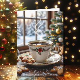 Warmer Kaffee und Lebkuchen Weihnachten Karte
