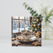 Warmer Kaffee und Lebkuchen Weihnachten Karte (Stehend Vorderseite)