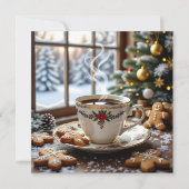 Warmer Kaffee und Lebkuchen Weihnachten Karte (Vorderseite)