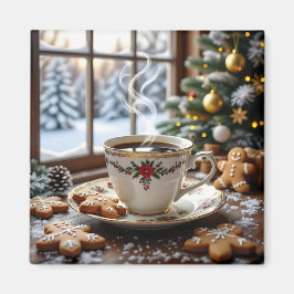 Warmer Kaffee und Lebkuchen Weihnachten Magnet