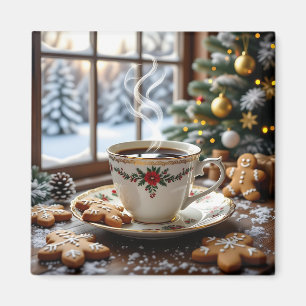 Warmer Kaffee und Lebkuchen Weihnachten Magnet