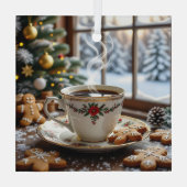Warmer Kaffee und Lebkuchen Weihnachten Ornament Aus Glas (Rückseite)