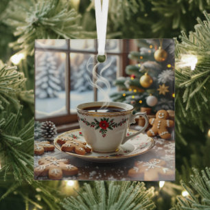 Warmer Kaffee und Lebkuchen Weihnachten Ornament Aus Glas