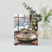 Warmer Kaffee und Lebkuchen Weihnachten Postkarte (Stehend Vorderseite)