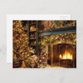 Warmer Kamin am Christbaum Feiertagspostkarte (Vorne/Hinten)