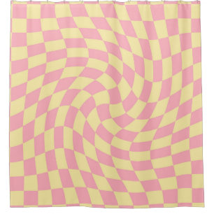 Warmer Karo Retro Checkerboard Pink Peach Dorm Duschvorhang