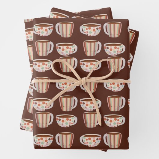 Warmer Kreisraster auf Kaffeetassen Geschenkpapier Set (Beispiel)