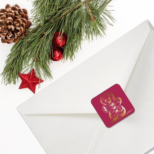 Warmer Kupfer Gingerbrot Man Quadratischer Aufkleber