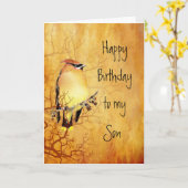 Warmer Kupfer Zeder Waxwing Bird Son Birthday Karte (Gelbe Blume)