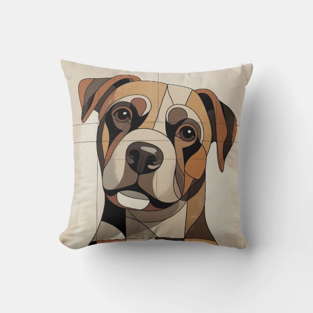 Warmer Natur-Beiger Patchwork-Boxer Kissen (Vorderseite)