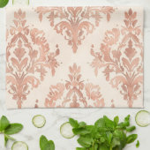 Warmer Pfirsich-Damask Wasserfarbe Ornamental Must Geschirrtuch (Gefaltet)