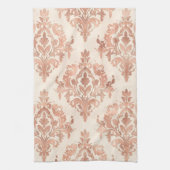 Warmer Pfirsich-Damask Wasserfarbe Ornamental Must Geschirrtuch (Vertikal)