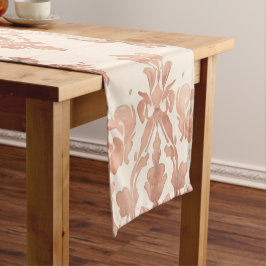 Warmer Pfirsich-Damask Wasserfarbe Ornamental Must Kurzer Tischläufer