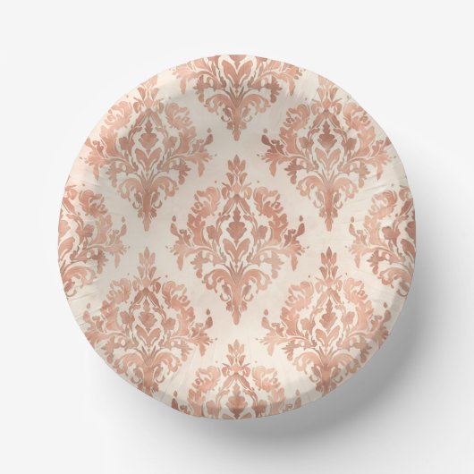 Warmer Pfirsich-Damask Wasserfarbe Ornamental Must Pappteller (Vorderseite)