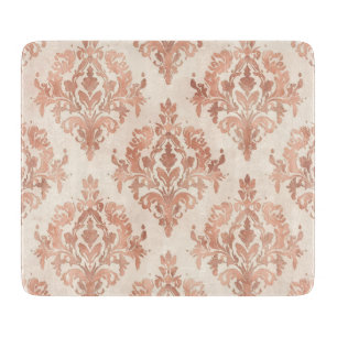 Warmer Pfirsich-Damask Wasserfarbe Ornamental Must Schneidebrett