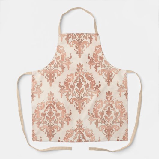 Warmer Pfirsich-Damask Wasserfarbe Ornamental Must Schürze (Vorderseite)