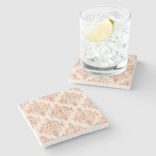 Warmer Pfirsich-Damask Wasserfarbe Ornamental Must Steinuntersetzer