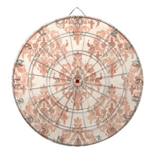 Warmer Pfirsich-Damask-Wasserfarben-Ornamentmuster Dartscheibe