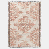 Warmer Pfirsich-Damask-Wasserfarben-Ornamentmuster Decke (Vorderseite Vertikal)