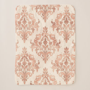 Warmer Pfirsich-Damask-Wasserfarben-Ornamentmuster Sherpadecke